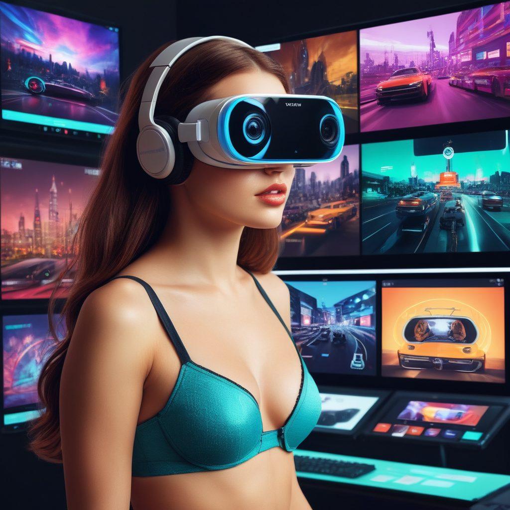 A dynamic timeline showcasing the evolution of NSFW video sharing platforms, featuring early webcam models, modern streaming interfaces, and innovative virtual reality experiences. Incorporate elements of digital culture, like social media icons and trending hashtags, to reflect current trends. Use a vibrant color palette with futuristic design elements. super-realistic. vibrant colors. digital art.